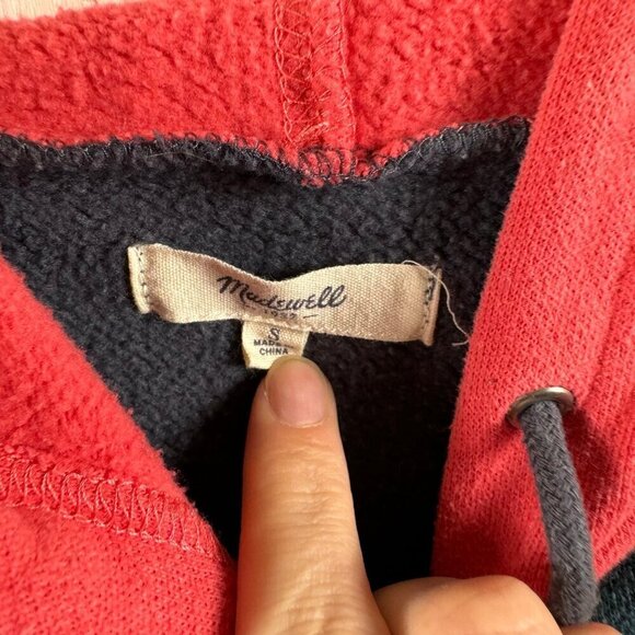 Madewell Colorblock Hoodie Sweatshirt | Split Hem, Oversized Fit, Cotton Blend - Picture 8 of 12